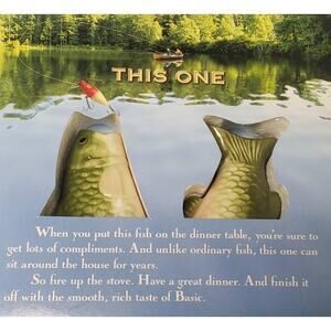 Vintage Large Mouth Bass Fish Salt & Pepper Shakers Basic Cigarettes Advertising